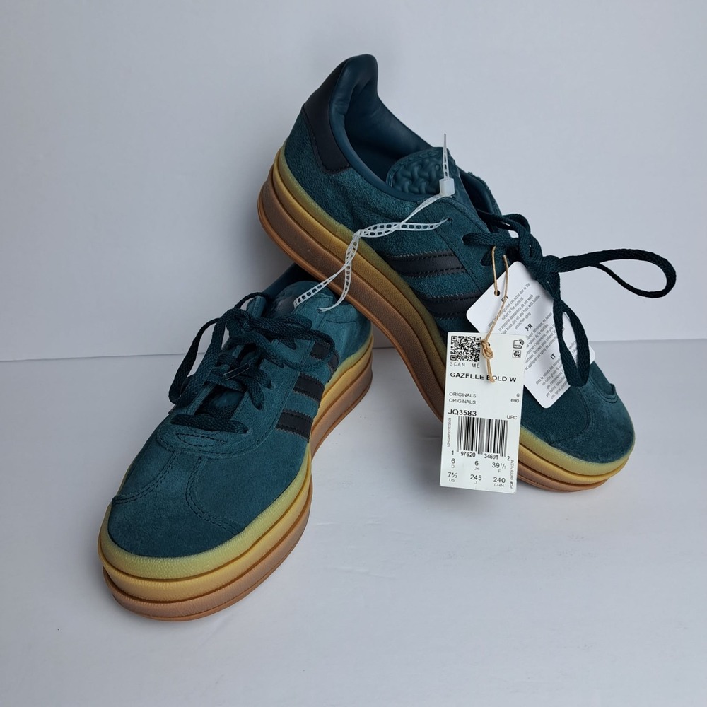 Adidas Gazelle Bold Aurora Ivy Black Gum Womens  JQ3583 NEW Size 7.5 - Picture 4 of 11